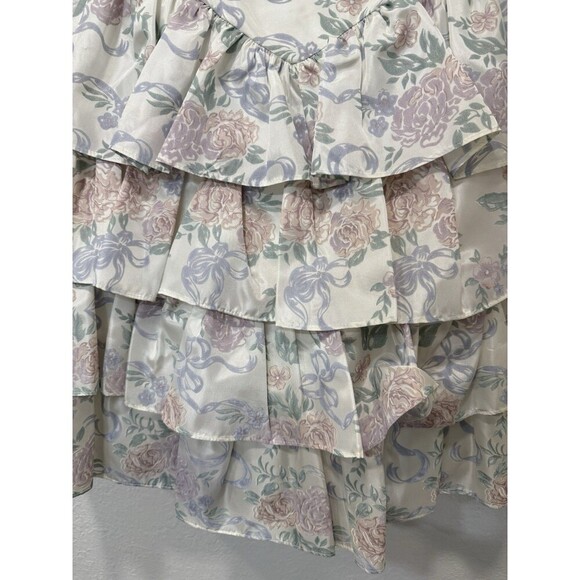 Vintage Jessica McClintock Gunne Sax Strapless Tiered Brocade Dress Size 7/8 - Picture 8 of 8